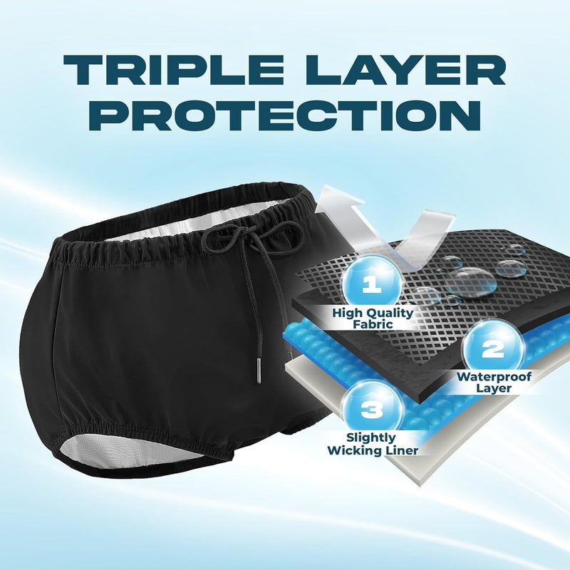 LFDAVP Reusable Adult Swim Diaper Special Needs, Incontinence Plastic Pants Cloth Diaper Cover, Waterproof Training Rubber Underwear（Black, 2XL - Image 2